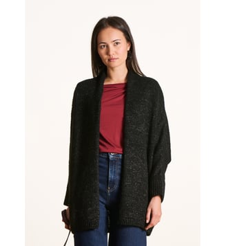 Gilet mi-long oversize en maille irisée - La Fée Maraboutée - Noir