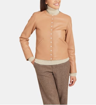 cardigan pression en cuir - Agnès b. - Marron liegeois