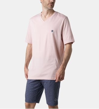 Pyjama court SMILEY - Eminence - Bleu et rose