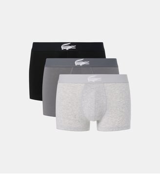Lot de 3 boxers signature coton stretch - Lacoste - Gris et noir