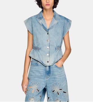 Top en jean - Sandro - Bleu jean