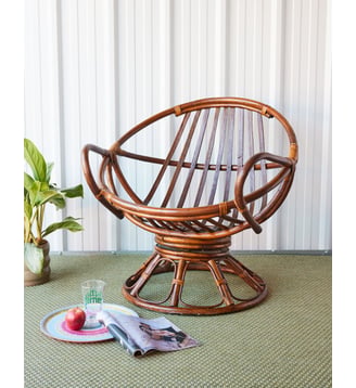 Fauteuil en rotin Ernest N°874- Produit chiné - Debongout - Bois foncé