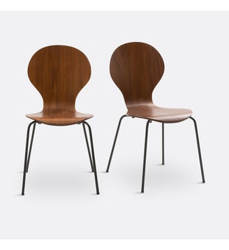 Lot de 2 chaises empilables - La Redoute Interieurs - Noyer et noir