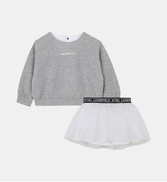 Ensemble sweat et jupe - Karl Lagerfeld Kids - Gris et écru