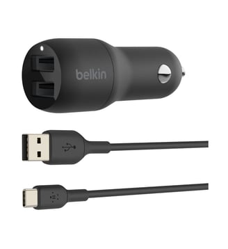 Chargeur 24W 2xUSB-A/USB-C 1m noir - Belkin - Standard