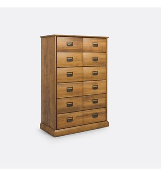 Commode haute, pin massif, 6 tiroirs - La Redoute Interieurs - Bois foncé