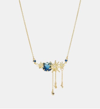 Collier plastron étoiles dorées et pierres bleues - Les Néréides - Bleu