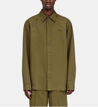 Chemise en mélange de lin avec broderie du logo - Diesel - Kaki