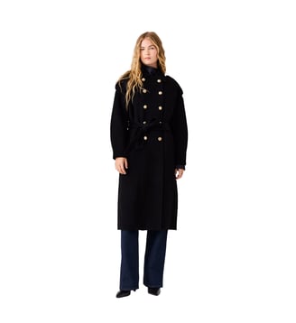 Manteau long double face - Maje - Noir