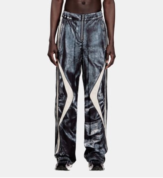Pantalon de jogging en satin trompe-l'œil motard - Diesel - Bleu foncé