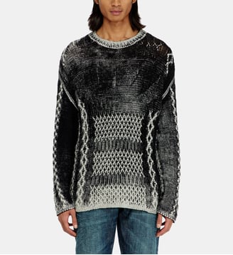 Pull traité en maille torsadée - Diesel - Gris et noir