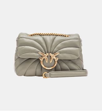 Mini sac à bandoulière love bag puff butterfly en cuir nappa - Pinko - Rose et doré