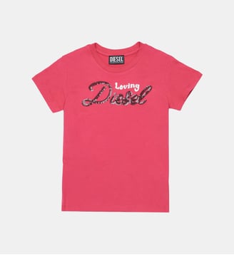 T-shirt avec logo - Diesel Kids - Rose fraise