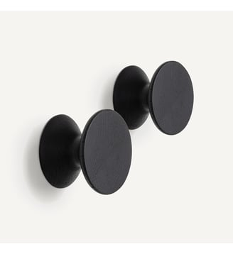 Lot de 2 patères chêne massif ø 8 cm - AM.PM - Noir