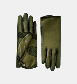Gants Amal Femme Cuir Doublés Soie - Agnelle - Kaki clair