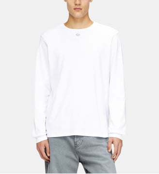 T-shirt à manches longues en coton avec Oval D - Diesel - Blanc