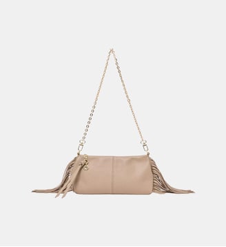 Pochette Miss M pouch cuir grainé - Maje - Taupe