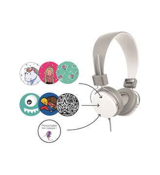 Casque Kidimix enfant 3-10 ans personnalisable - Essentiel B - Gris