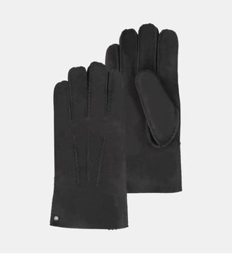 Gants chauds et doux, en cuir de mouton retourné - Isotoner - Noir