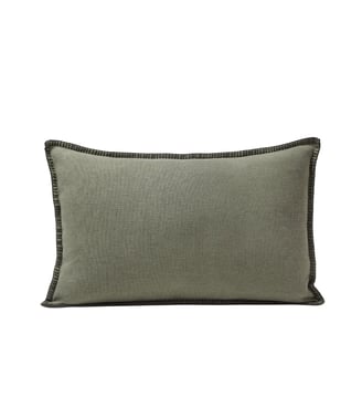 Housse De Coussin  Lin épais et point de feston - Madura - Gris kaki et feston