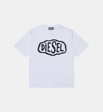 T-shirt à col rond avec logo - Diesel Kids - Blanc