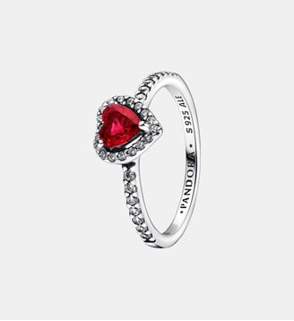 Bague Cœur Rouge Surélevé - Pandora - Argenté