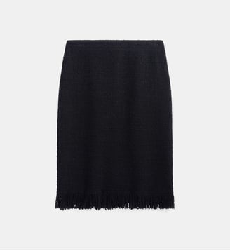 Jupe droite en tweed à franges - TESS - Gerard Darel - Noir