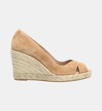 Espadrille bout ouvert alicia - cuir velours - Colisée Paris - Beige