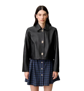 Veste courte cuir noir - Claudie Pierlot - Noir