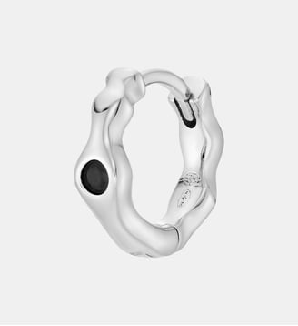 Boucle d'oreille créole Elis Noire Argent Nebuleuse Bijoux