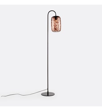 Lampadaire en métal fer et verre ambré - La Redoute Interieurs - Marron