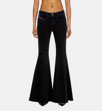 Flare Jeans Low Waist 1970 D-Bleess - Diesel - Noir et gris foncé