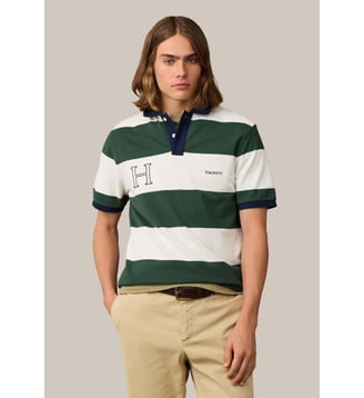 Polo Coupe Regular À Manches Courtes Rayé - Hackett London - Rugby green