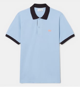 Polo classic fit côtes contrastantes - Lacoste - Bleu clair et marron