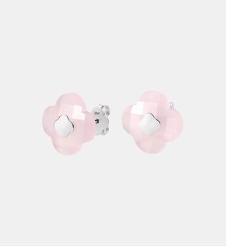Puces, quartz rose poudre, or blanc - Morganne Bello - Or blanc