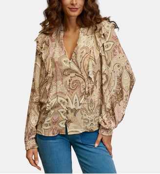 Blouse manches longues col v imprimé graphique BERRY - La Petite Etoile - Boho