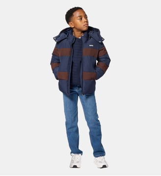 Doudoune à capuche - BOSS Kidswear - Bleu cargo