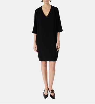 Robe courte en microfibre avec col en V - RAYSA - Gerard Darel - Noir