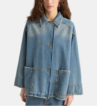 Veste cactus en denim avec clous 12 oz - Momonì - Beige