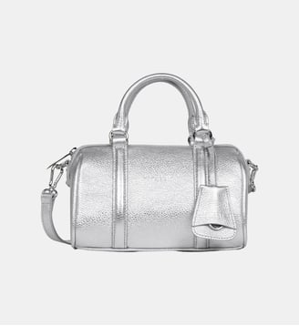 Petit sac polochon Milano Ana en cuir - Lancaster - Argent