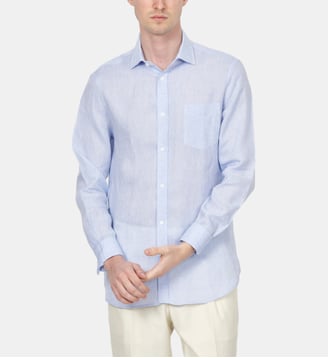 Chemise en lin ciel coupe droite Atelier Privé