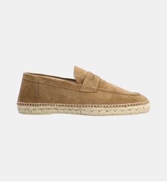 Espadrille argan - cuir velours - Colisée Paris - Marron clair
