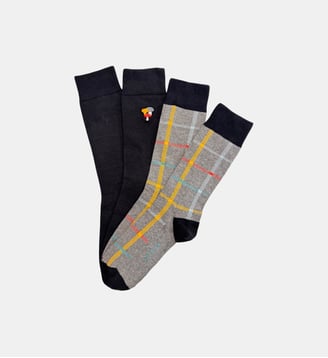 Pack 2 chaussettes en coton - Champignon - Arthur - Gris