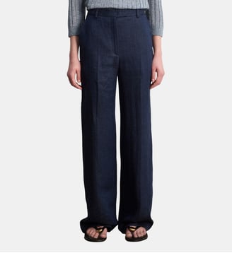 Pantalon de tailleur en lin à chevrons - BAYALEE - Pablo - Marine