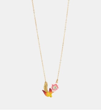 Collier pendentif perruche et fleur de Passiflore - Les Néréides - Multicolore