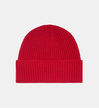 Bonnet à revers en cachemire - Bompard - Rouge quarante