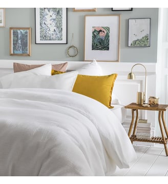 Parure de lit unie en gaze de coton, taies carrées, TENDRESSE - Essix - Blanc