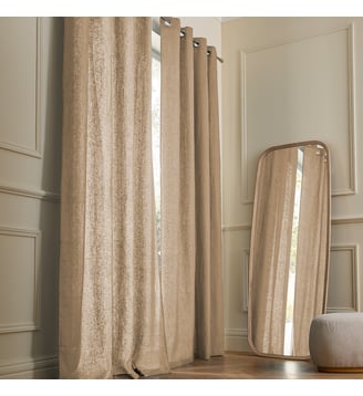 Rideau lin lavé oeillets - AM.PM - Beige tabac