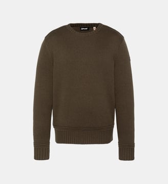 Pull col rond maille fantaisie - Schott - Kaki foncé