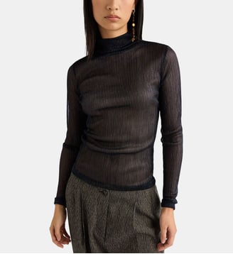 T-Shirt ine en jersey gauffré avec lurex - Momonì - Bleu